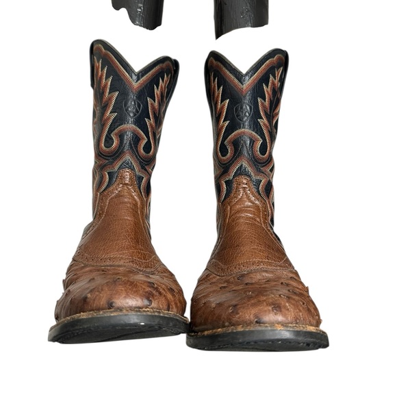 Ariat ostrich Brown and Black Western Boots - Picture 7 of 13